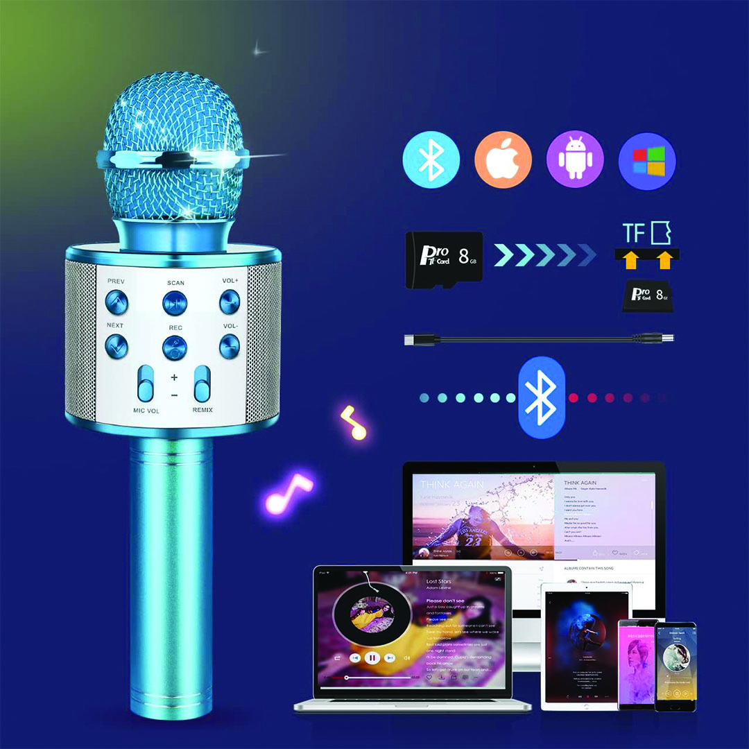 ميكروفون لاسلكي للأطفال بلوتوث - أزرق