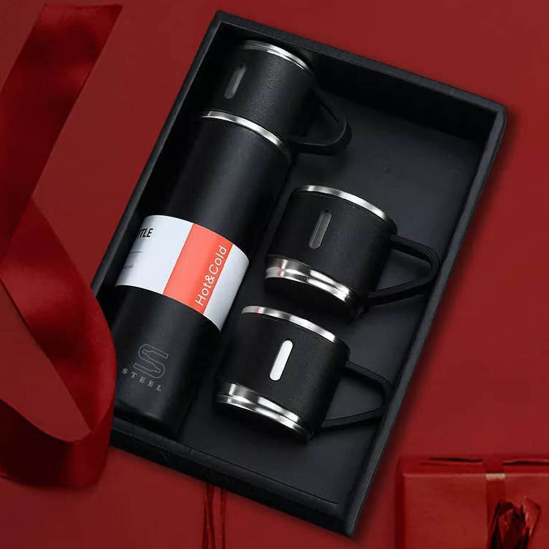 مج حراري مع 2 كوب - 500 مل - أسود