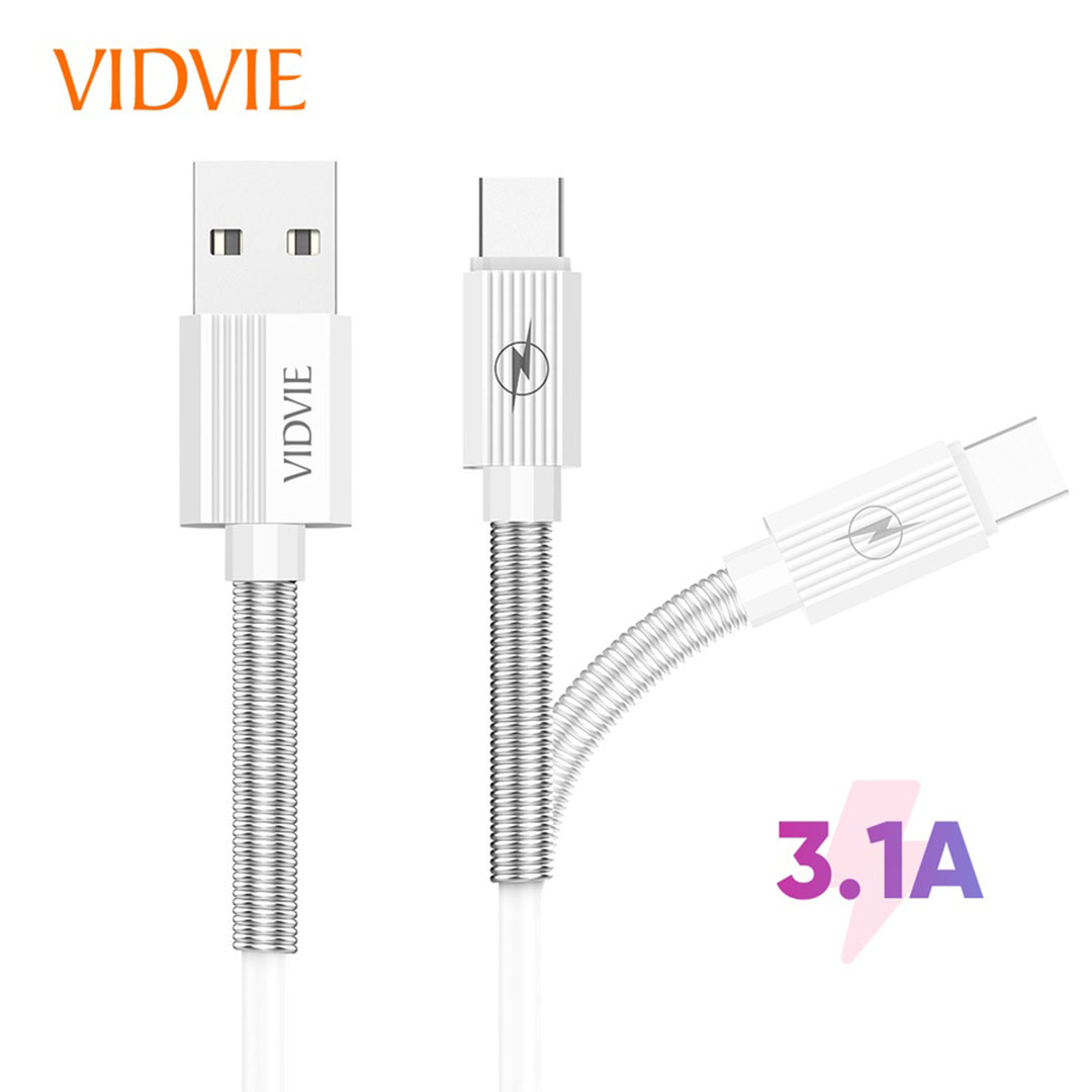 كابل شحن سريع 1 متر - USB-A/USB-C - أبيض - VI-C510T