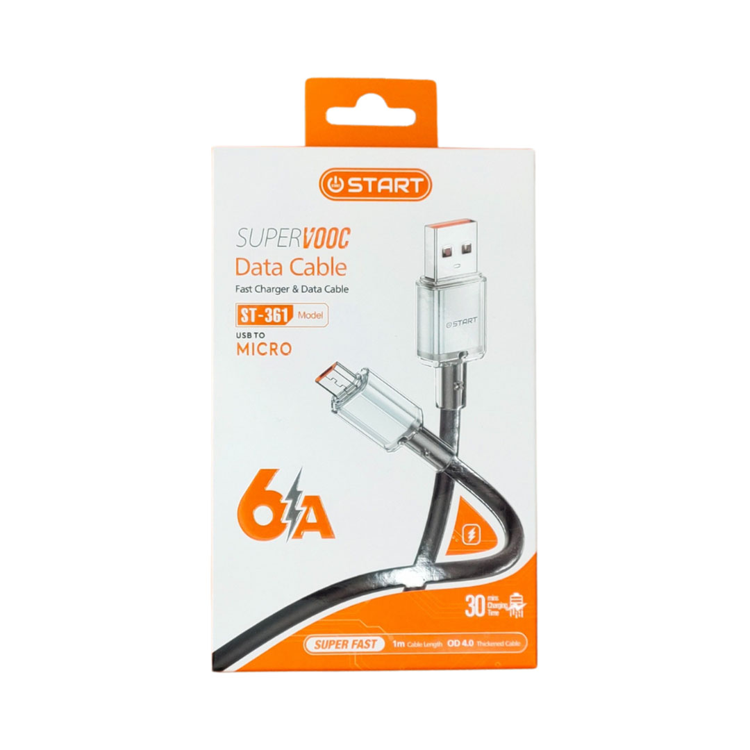 كابل شحن ستارت سريع - 1 متر - رمادي ST-361