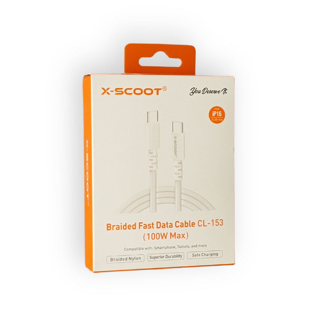 كابل X-scoot CL-153 Type-c إلى Type-c Weave - 1 متر - 100 وات
