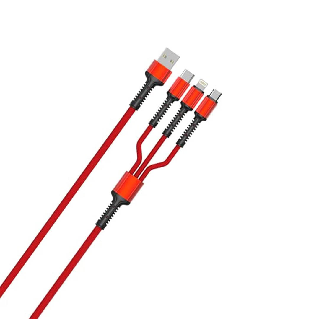 LC93 كابل شاحن 3*1 - أسود/أحمر