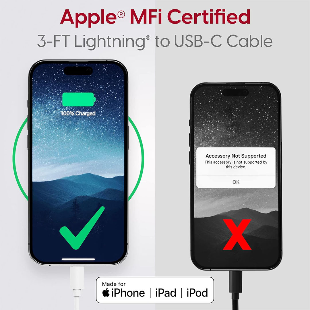 كابل شحن USB-C / Lightining - أبيض