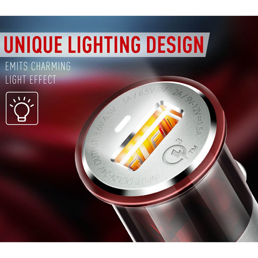 C304Q شاحن سيارة سريع usb - أسود