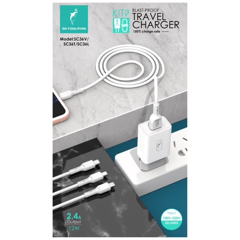 SC36T شاحن سريع كامل مع كابل Type-C - متر - ابيض