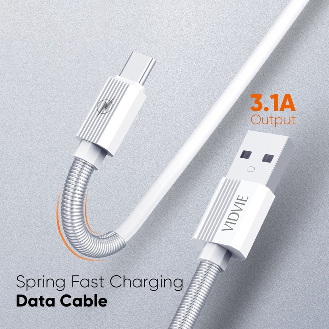 كابل شحن سريع 1 متر - USB-A/USB-C - أبيض - VI-C510T