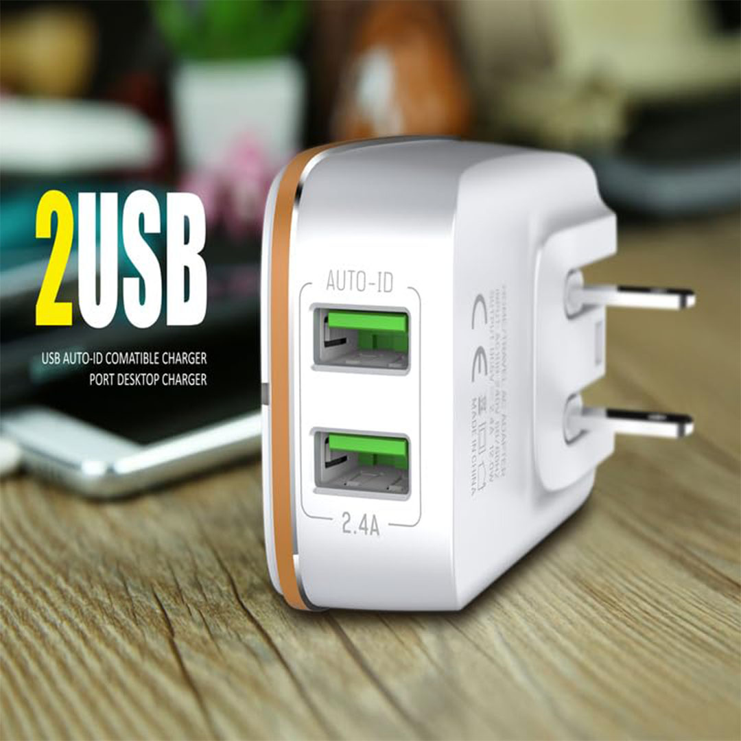 A2204 شاحن ايفون سريع 2 منفذ - 12 وات - أبيض