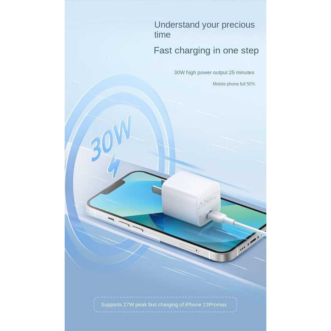 راس شاحن حائط انكر - 30 وات - أبيض - 313C