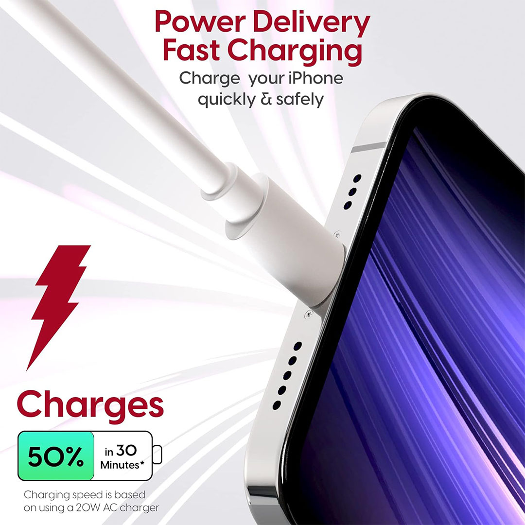 كابل شحن USB-C / Lightining - أبيض