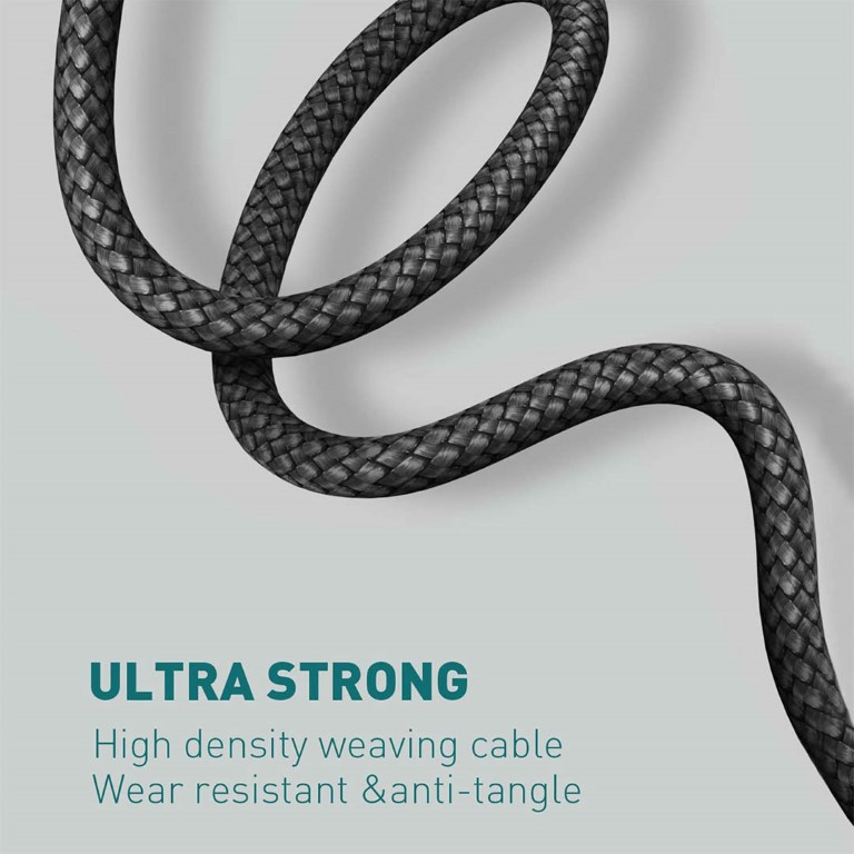 كابل شاحن سريع Type-c - وات 65 - رمادي