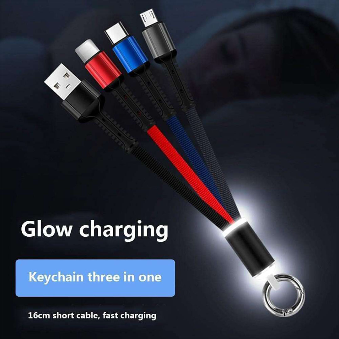 S-221 كابل شحن 3*1 مع سلسلة مفاتيح - متعدد الالوان