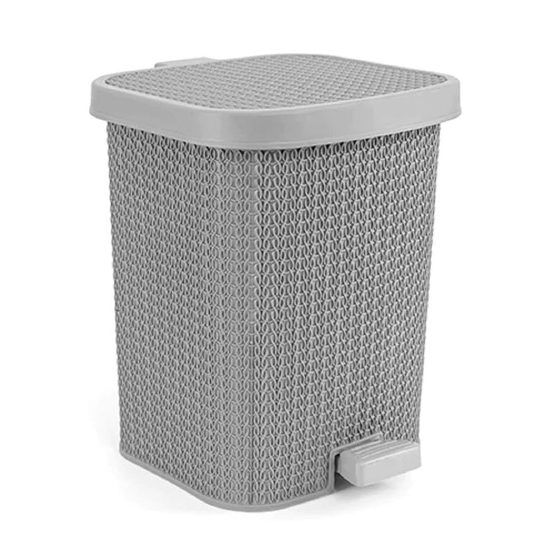 سلة مهملات بلاستيك - 40 سم - رمادي