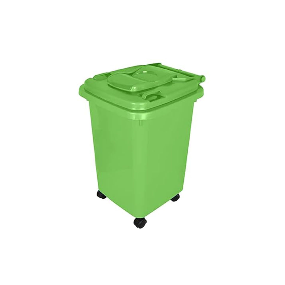 باسكت قمامة بعجل - 60 لتر - أخضر