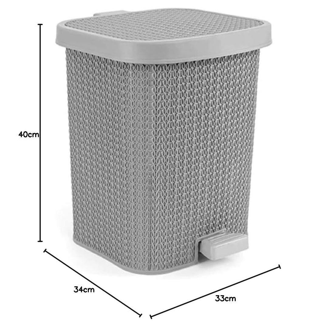 سلة مهملات بلاستيك - 40 سم - رمادي