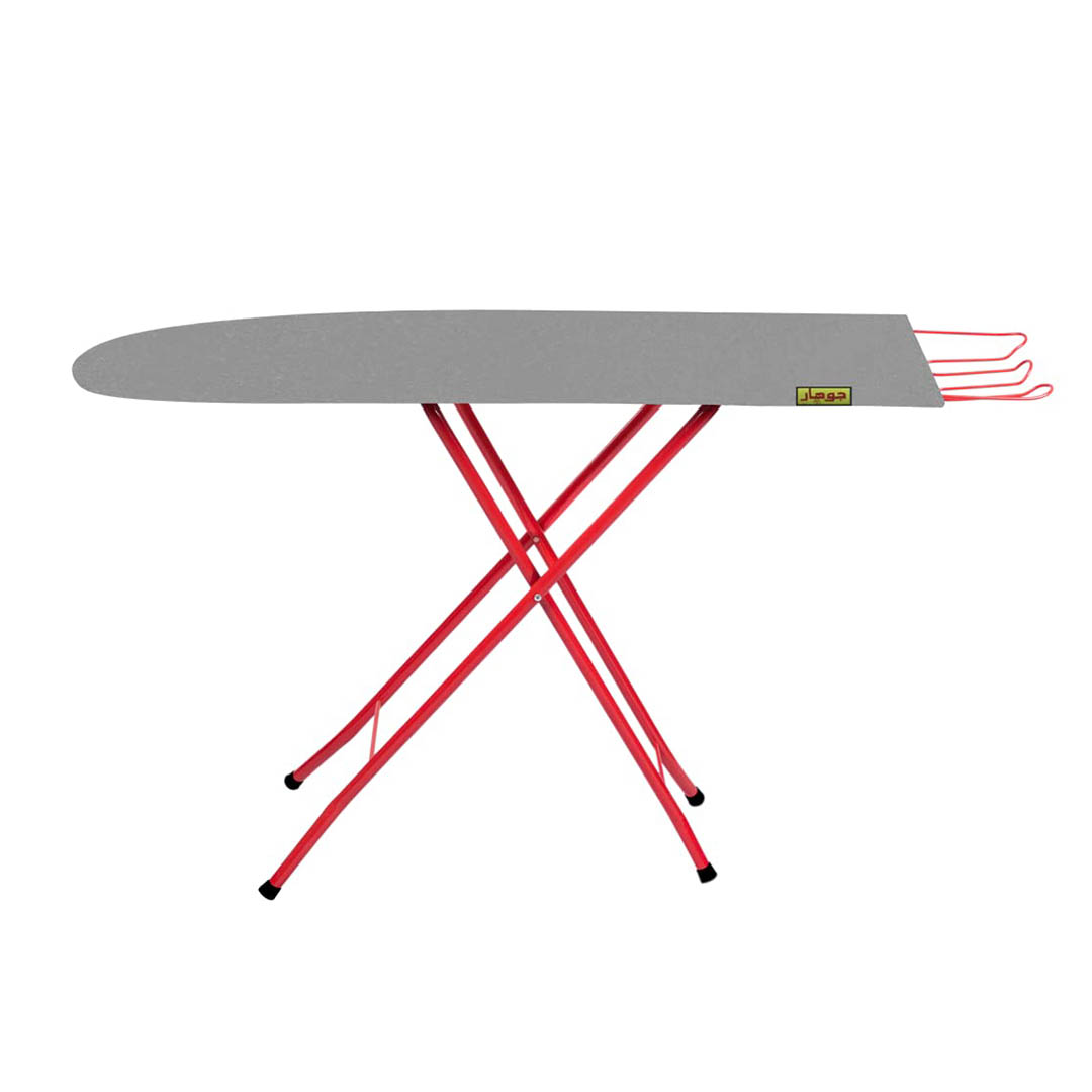 ترابيزة مكواة خشب - 153 سم - فضي/أحمر