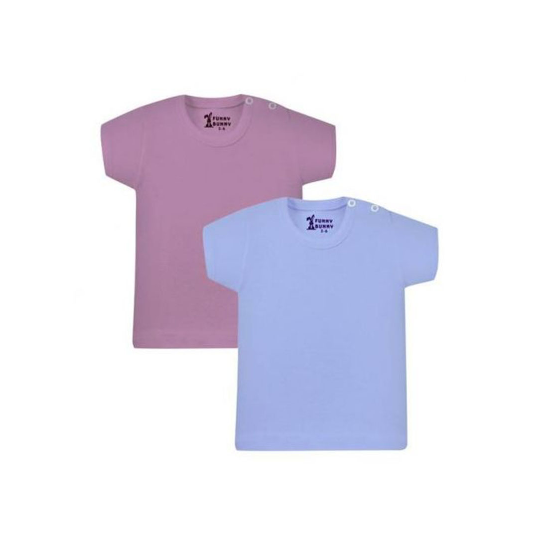 تيشرت نص كم لحديثي الولادة بكباسين - 2 قطع