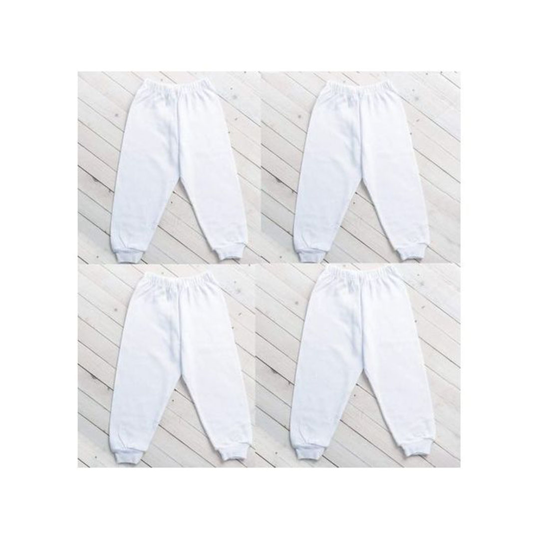 بنطلون سادة حديثي الولادة - 4 قطع - أبيض