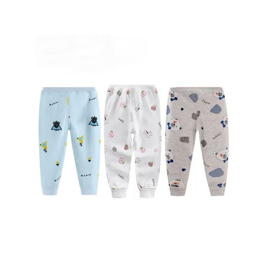 بنطلون أولادي مطبوع - 3 قطع - حديثي الولادة