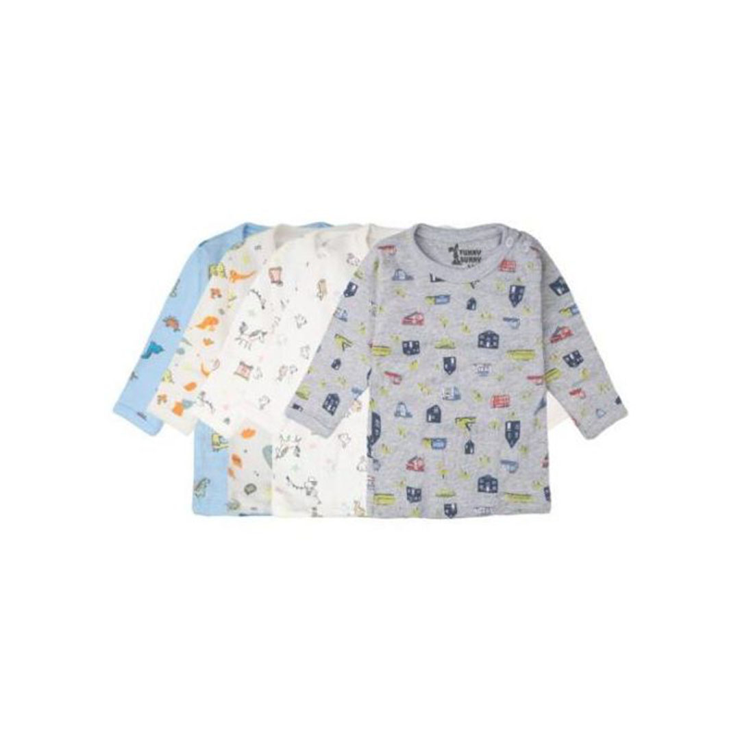 تيشرت مطبوع بكم لحديثي الولادة - 4 قطع