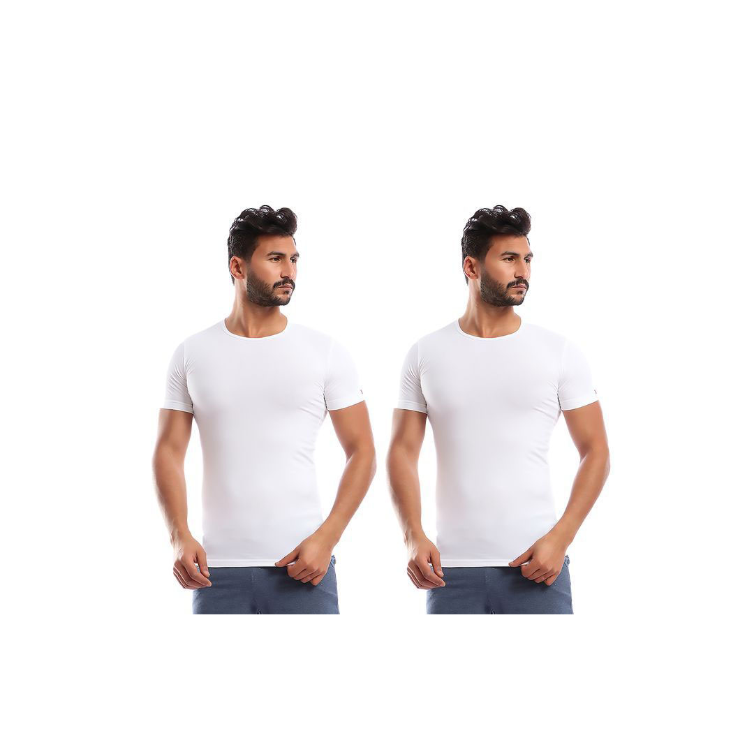 فانلة نص كم رجالي قطونيل 2 قطع - ابيض