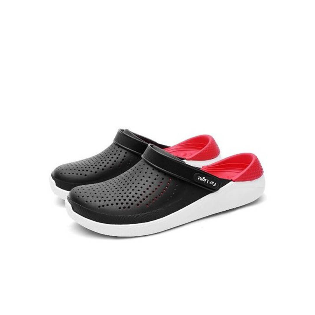 شبشب طبي مقفول للجنسين - أسود/أحمر