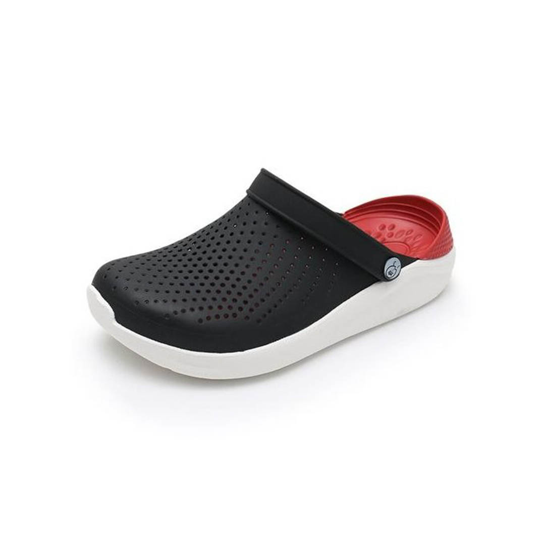 شبشب طبي مقفول للجنسين - أسود/أحمر