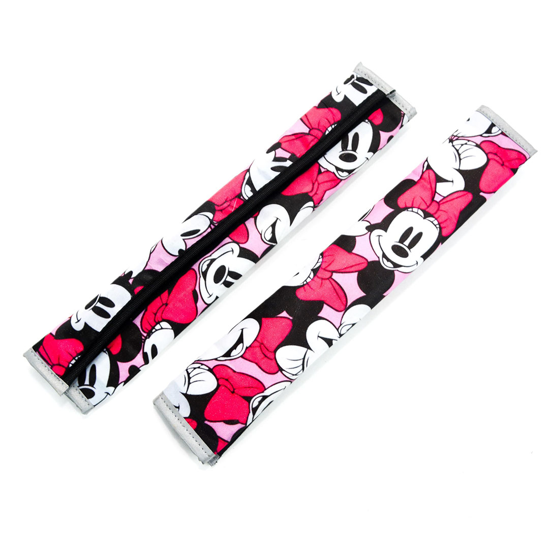 غطاء حزام أمان - شكل مينى ماوس بينك - قطعتين