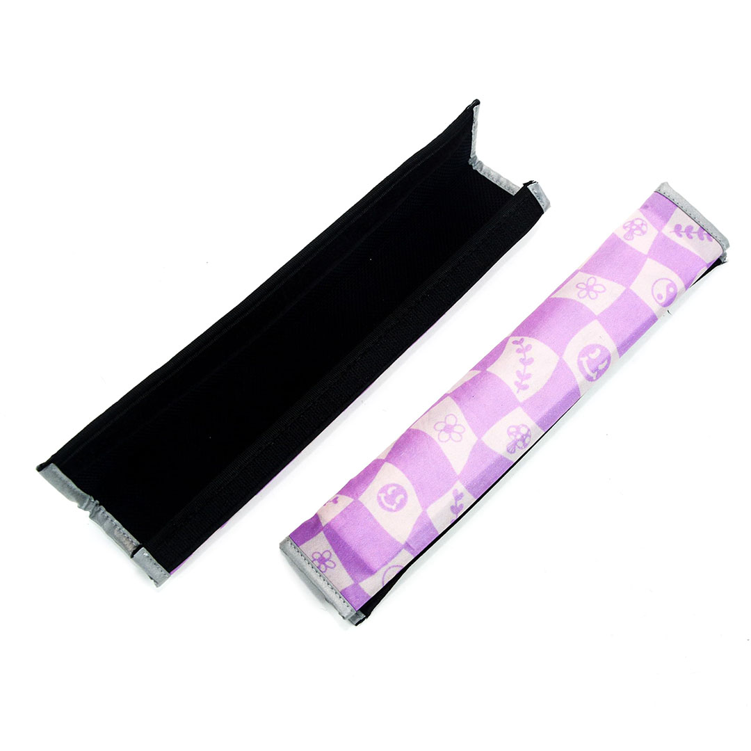 غطاء حزام أمان - موف/أبيض - قطعتين