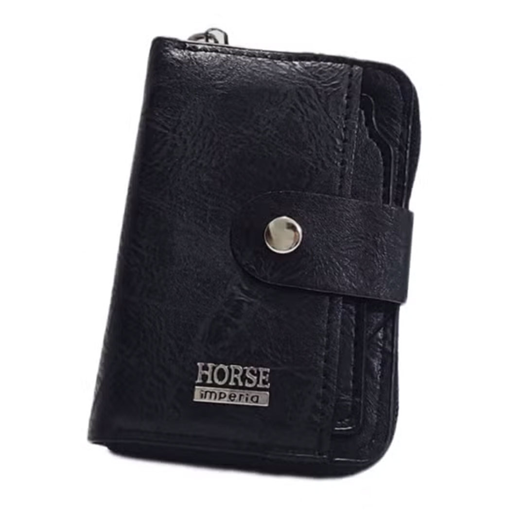 حامل ومحفظة جلد للبطاقات والكروت خفيفة سهلة الحمل - أسود