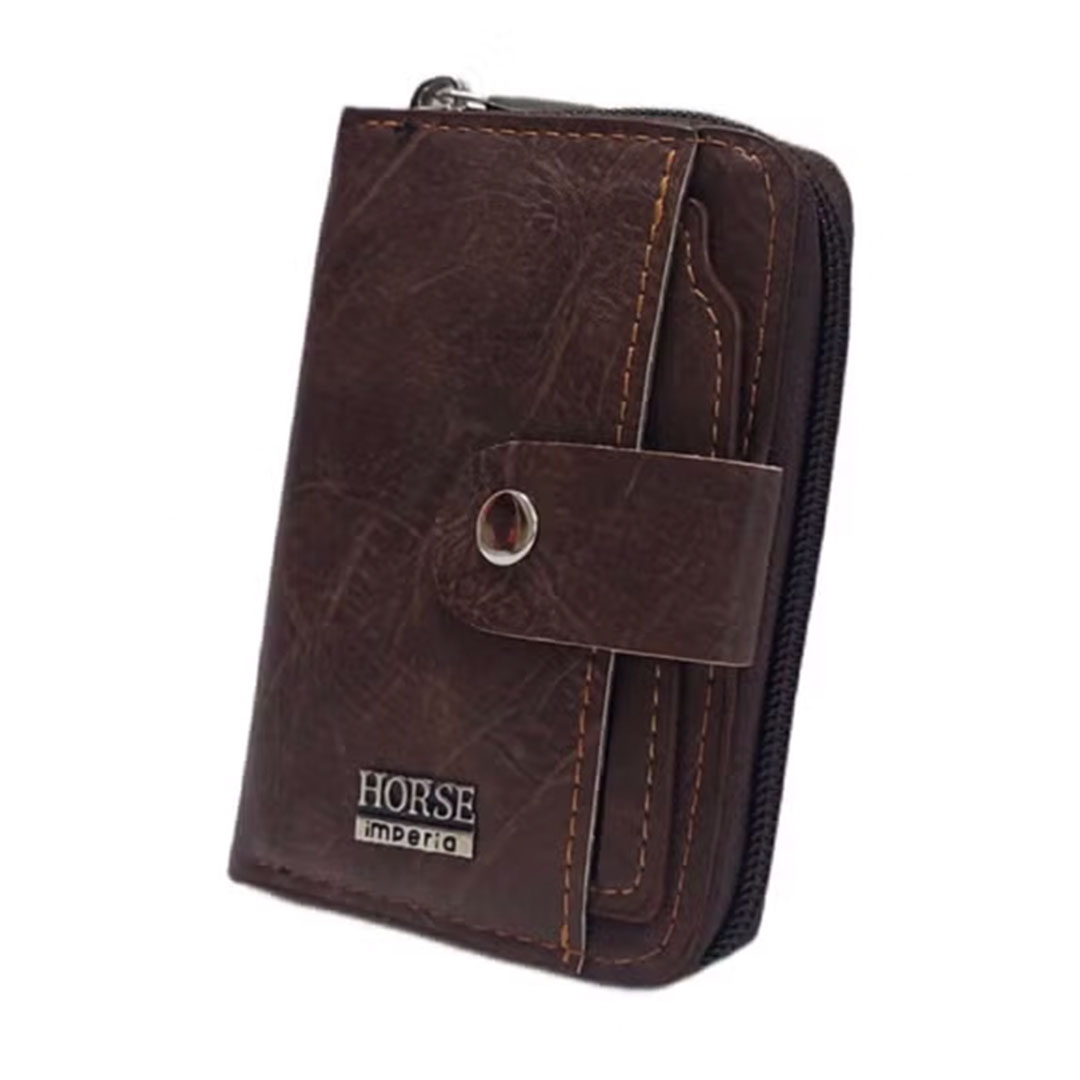 حامل ومحفظة جلد للبطاقات والكروت خفيفة سهلة الحمل - بني