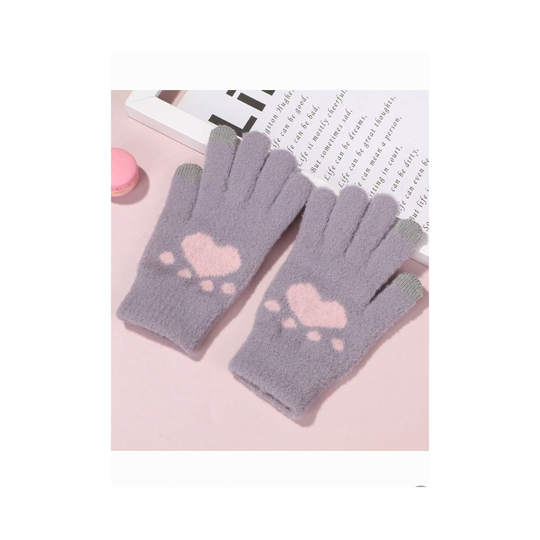 جوانتي حريمي تاتش شكل قلب - رمادي