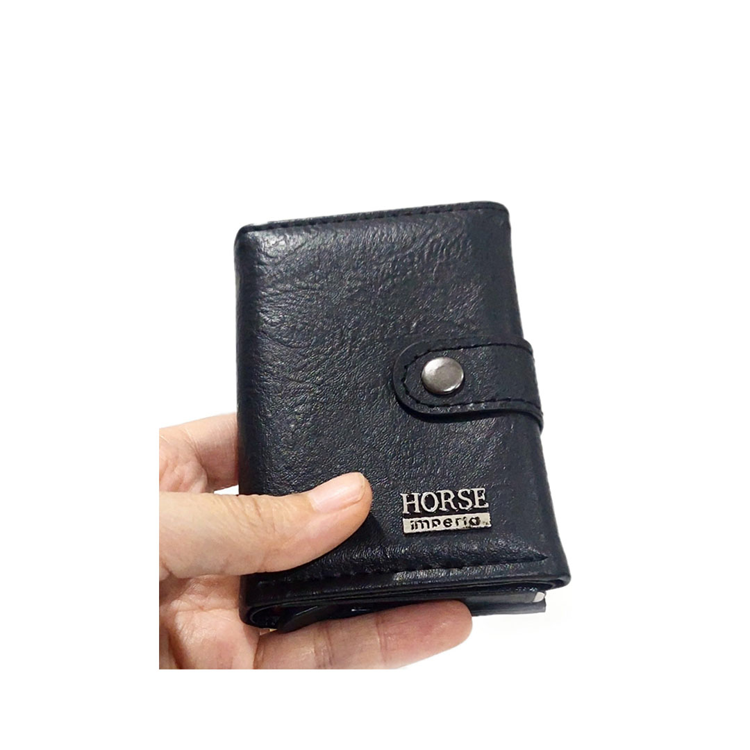 محفظة كروت و نقود جلدية - أسود