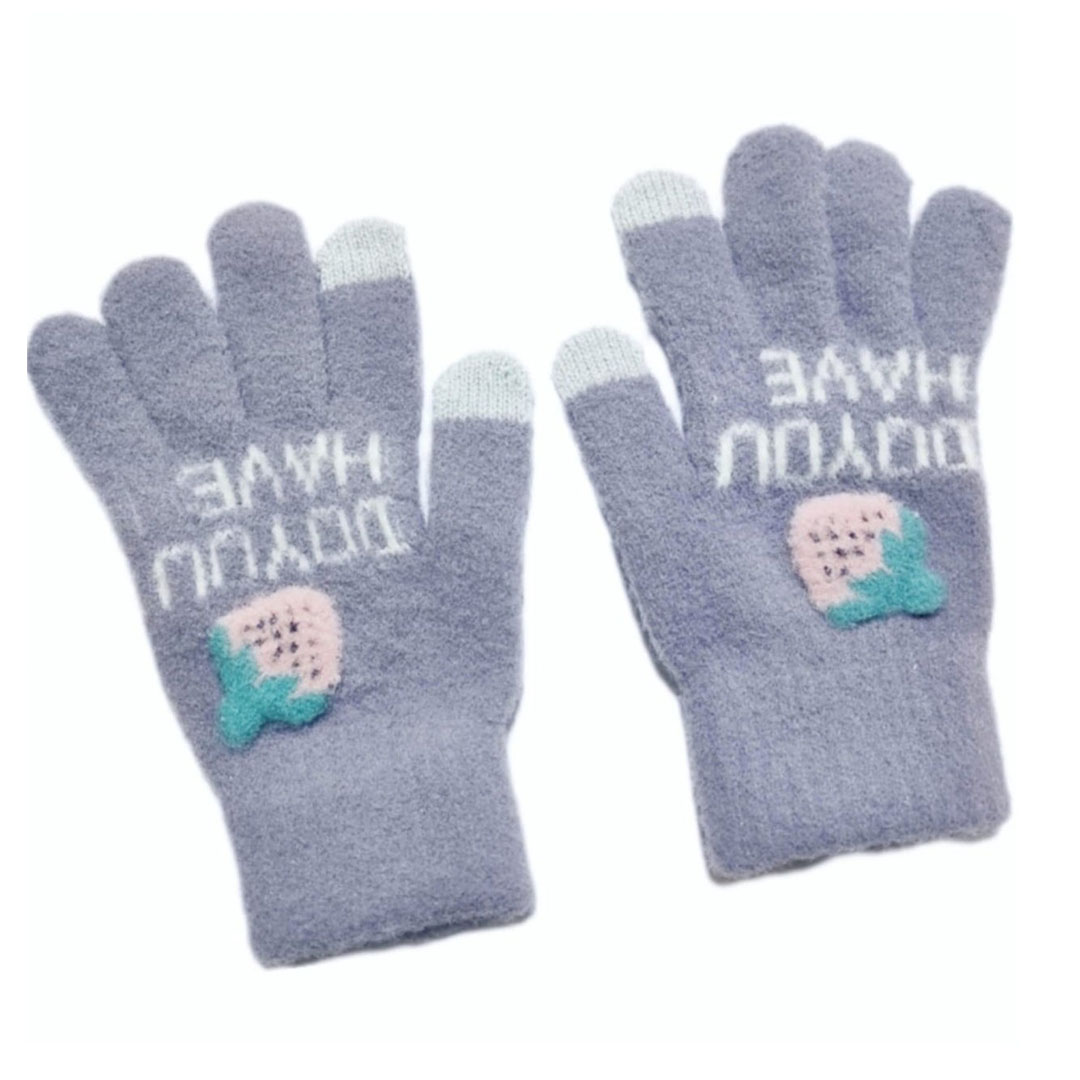 جوانتي حريمي تاتش للموبايل من الصوف - بنفسجي