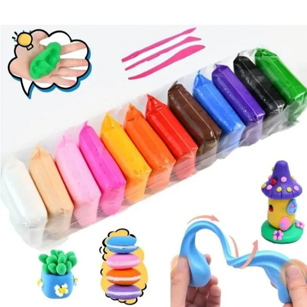 صلصال ملون غير سام للأطفال - 12 قطعة - متعدد الالوان