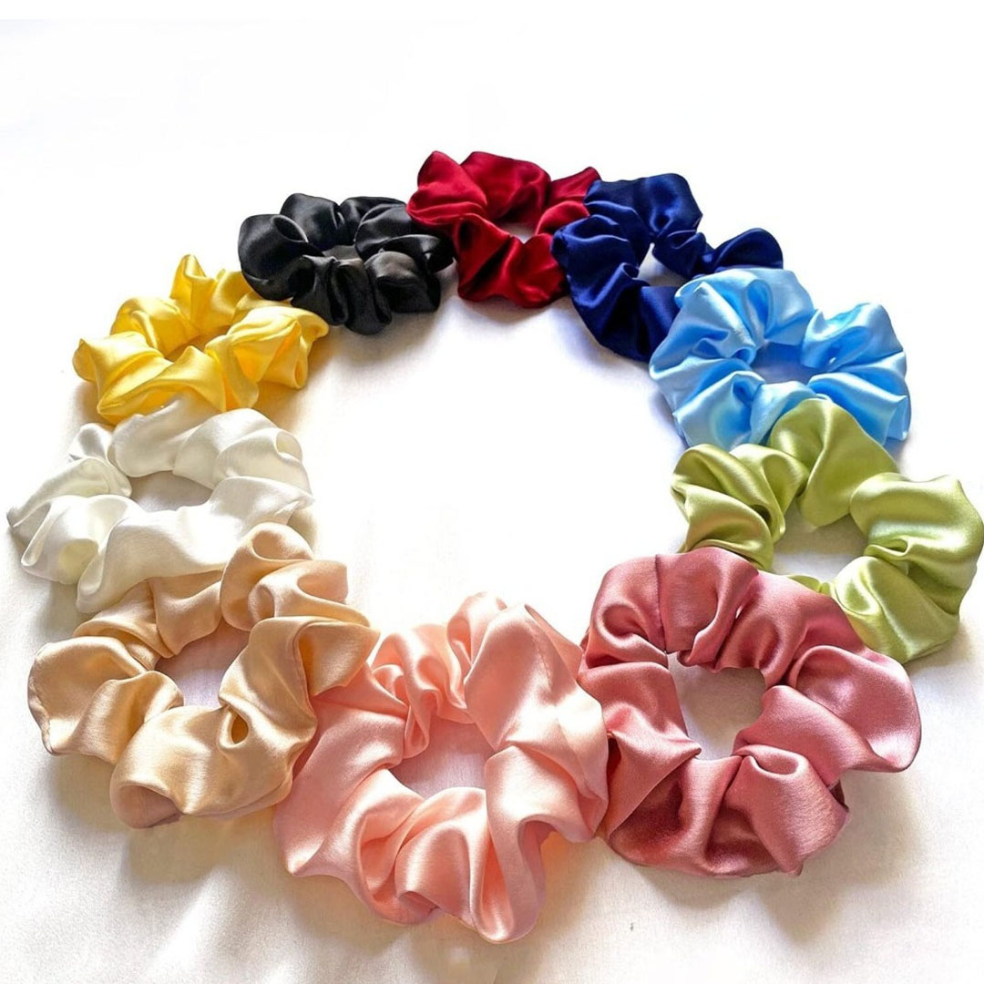 مجموعة من توك الشعر من الساتان - 12 قطع - متعدد الالوان