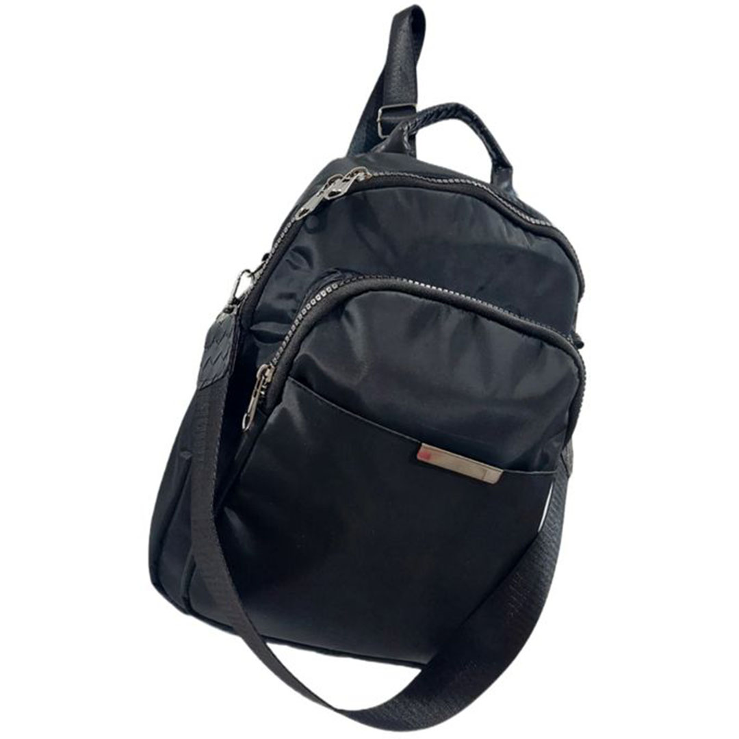 شنطة حريمي جلد جانبية وللظهر - أسود