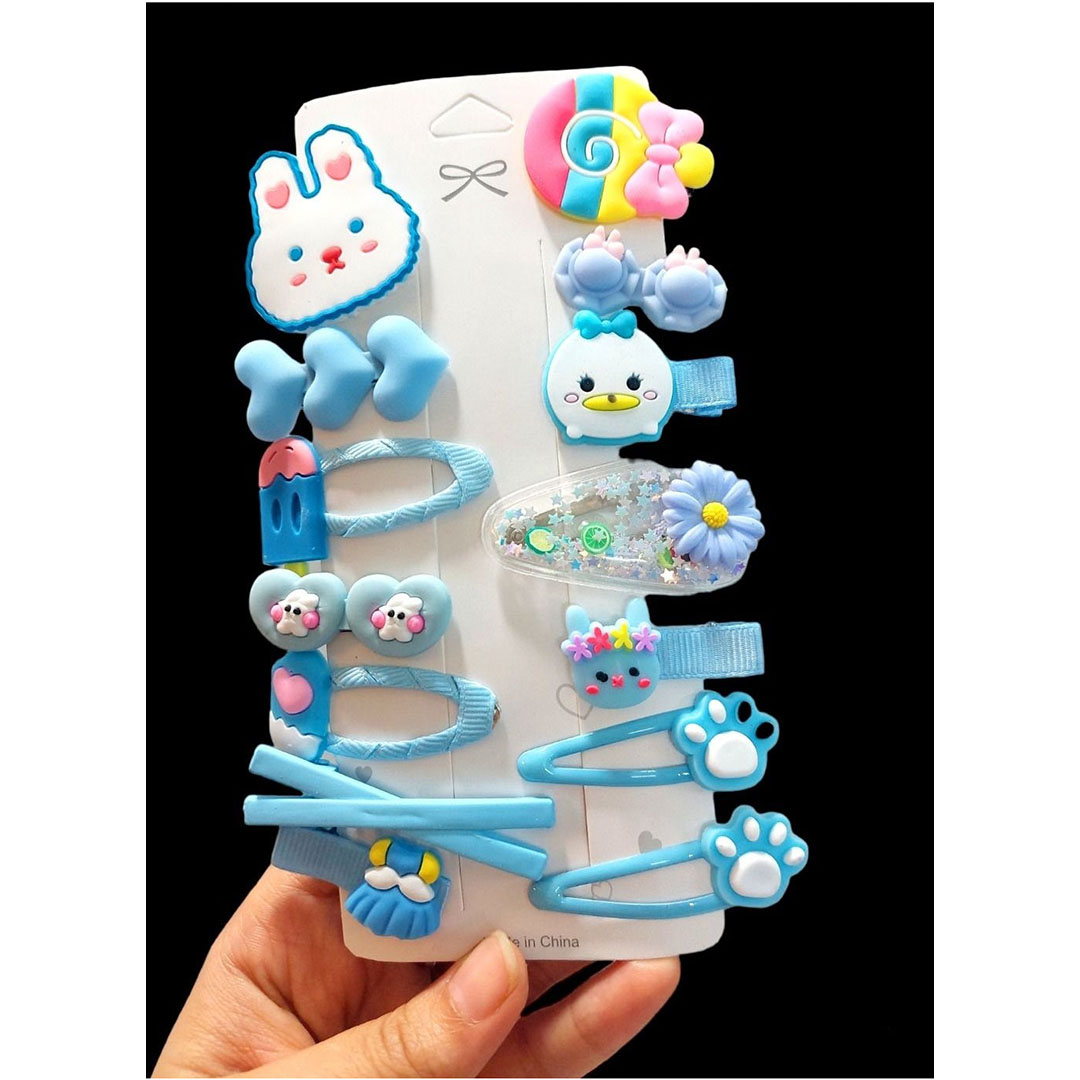 كليبس للشعر ملونة للبنات - 14 قطعة - لبني