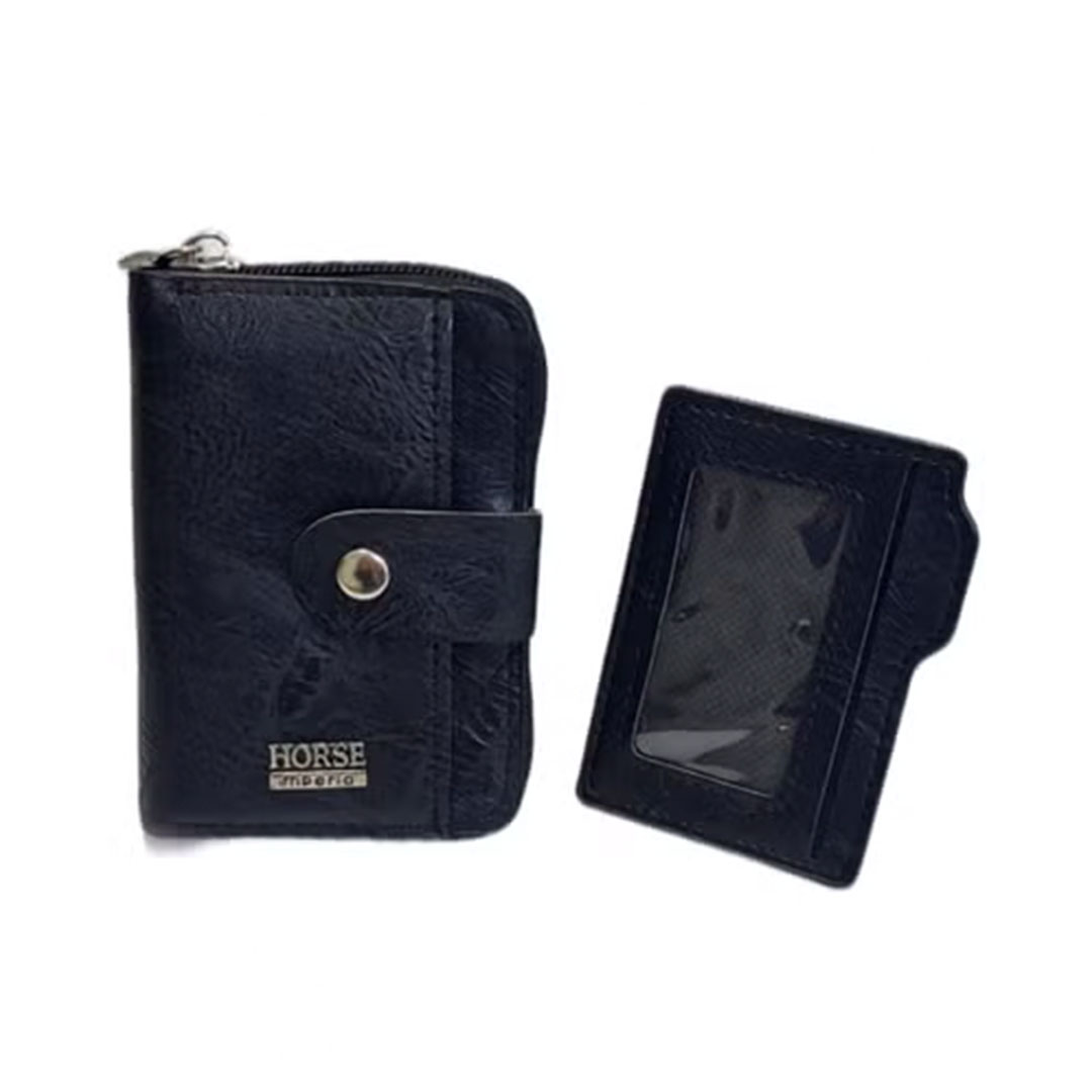 حامل ومحفظة جلد للبطاقات والكروت خفيفة سهلة الحمل - أسود