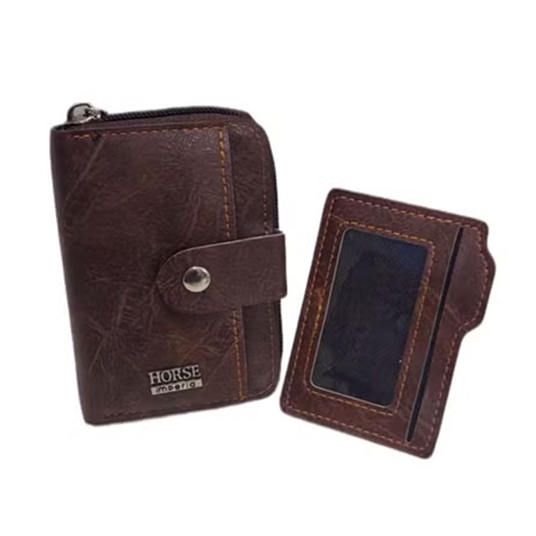 حامل ومحفظة جلد للبطاقات والكروت خفيفة سهلة الحمل - بني