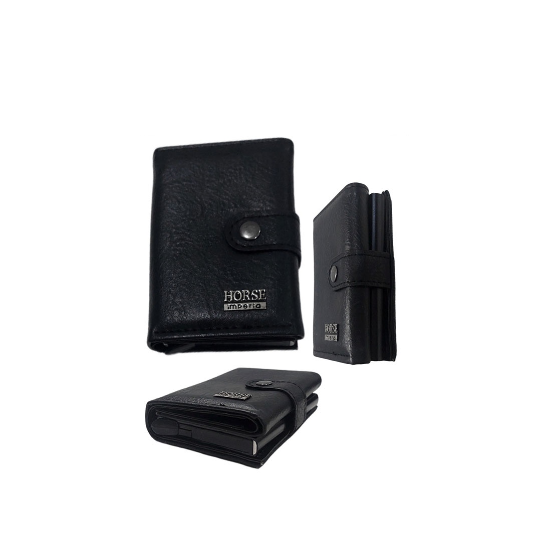 محفظة كروت و نقود جلدية - أسود