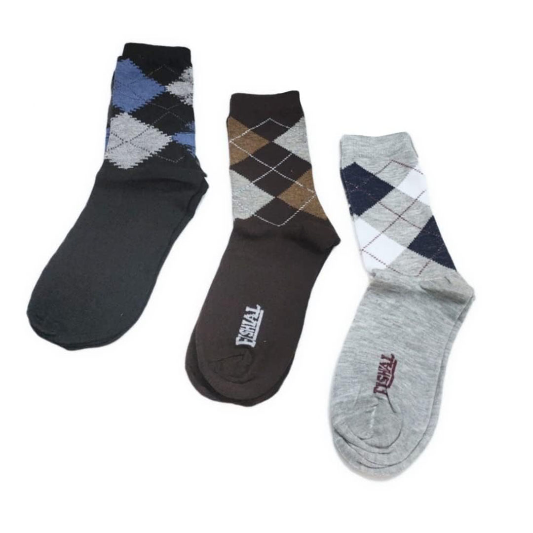 شراب طويل مطبوع رجالي - 3 قطع