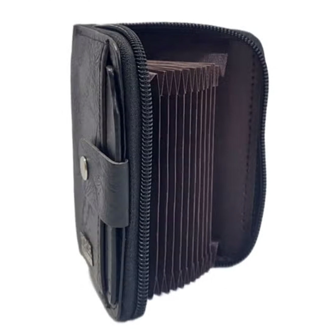 حامل ومحفظة جلد للبطاقات والكروت خفيفة سهلة الحمل - أسود