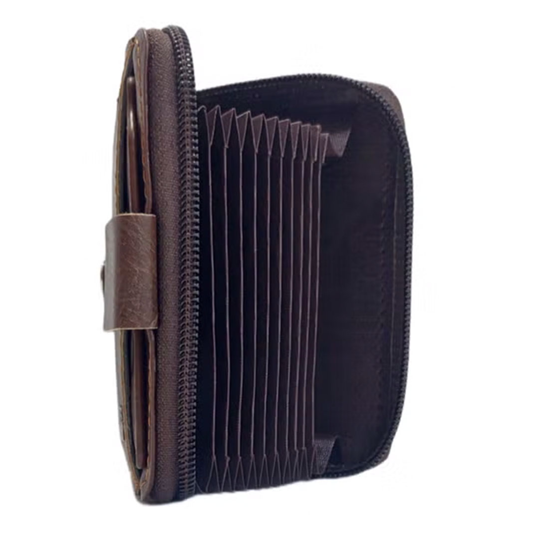 حامل ومحفظة جلد للبطاقات والكروت خفيفة سهلة الحمل - بني