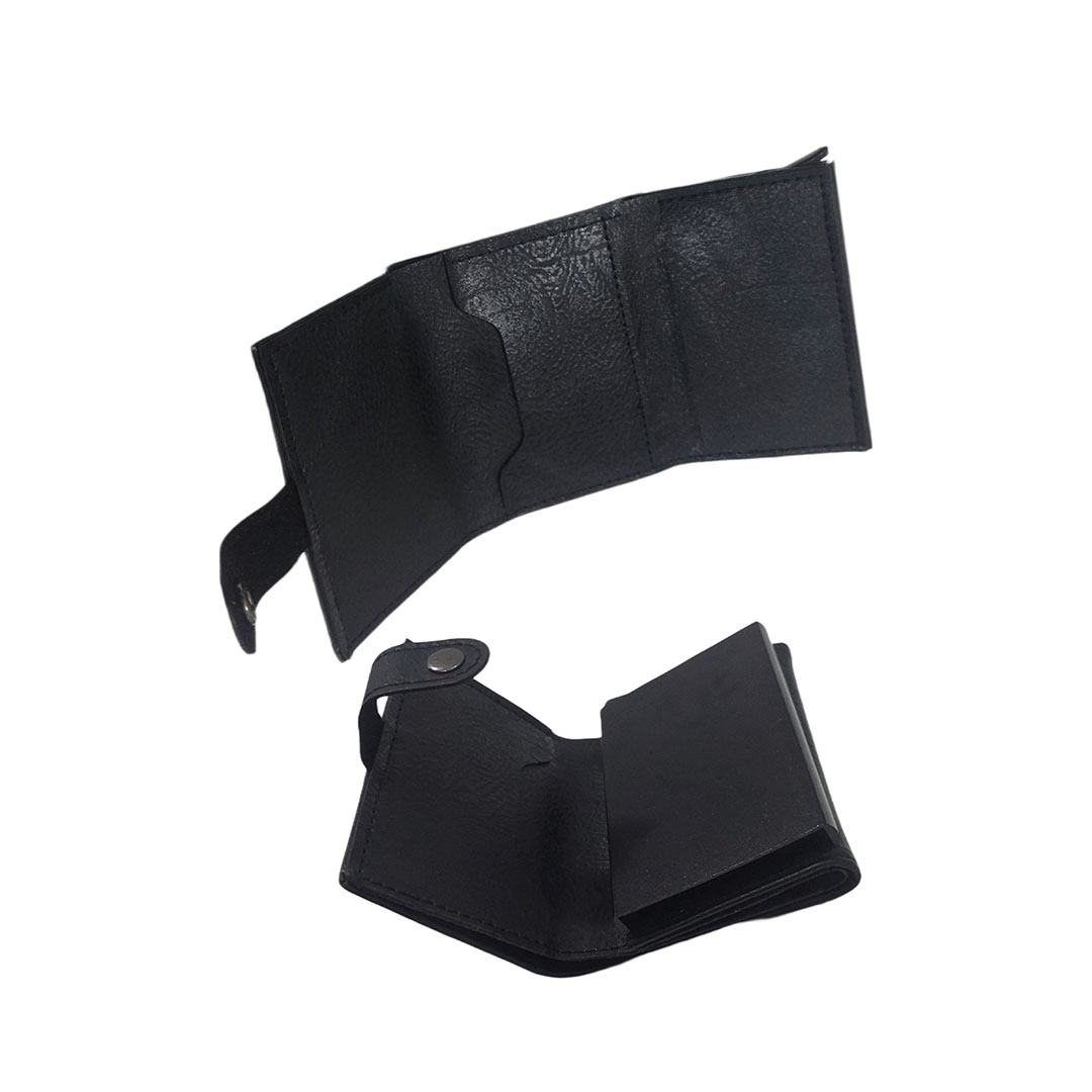 محفظة كروت و نقود جلدية - أسود