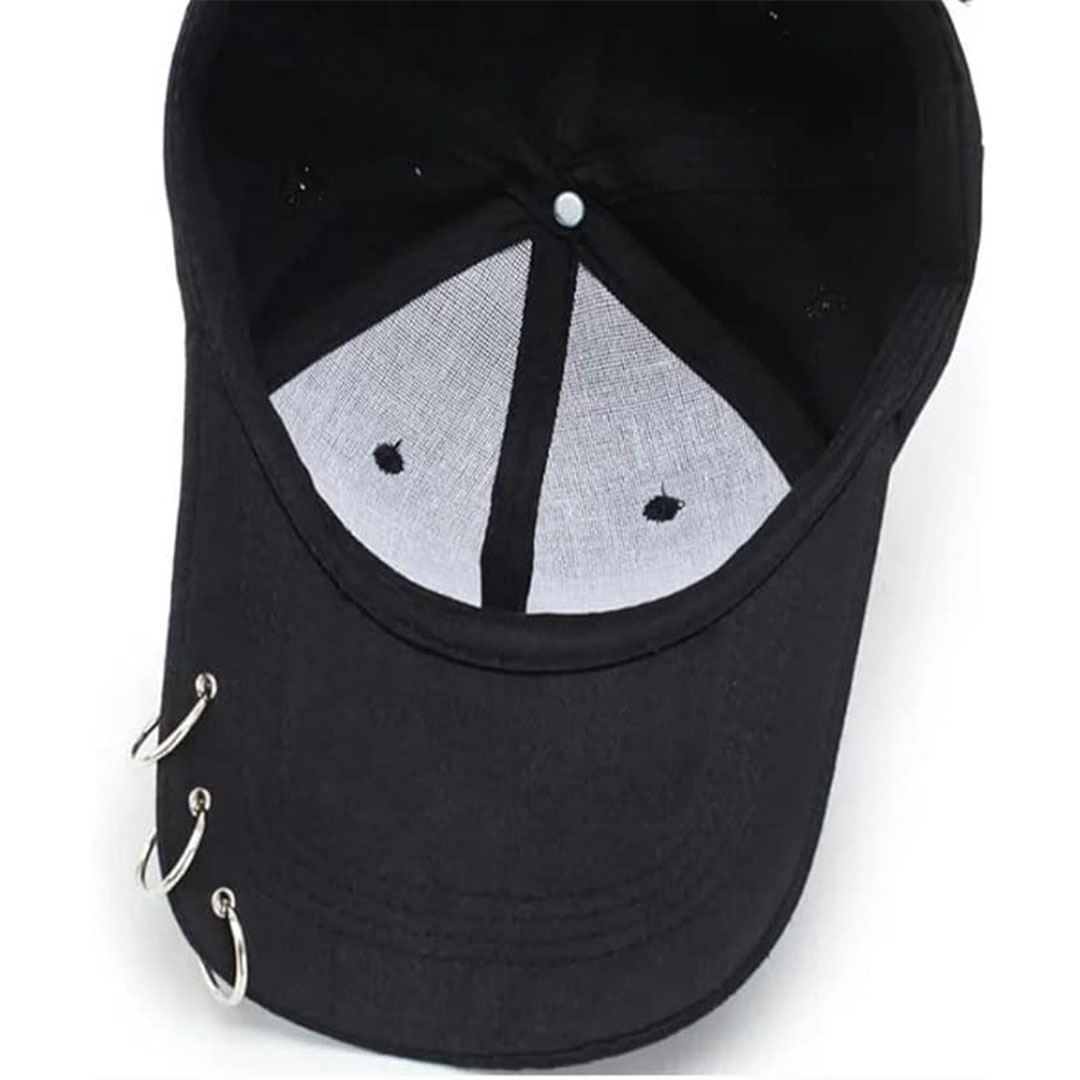 كاب حريمي مثقوب بحلقات - أسود