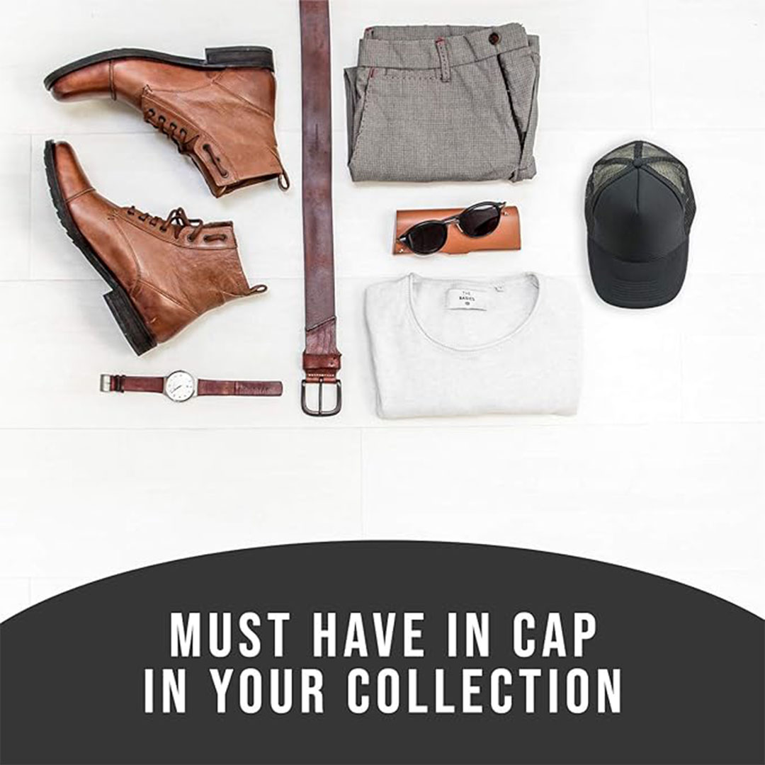 كاب بيسبول رياضي شبكي - 2 قطعة - أسود