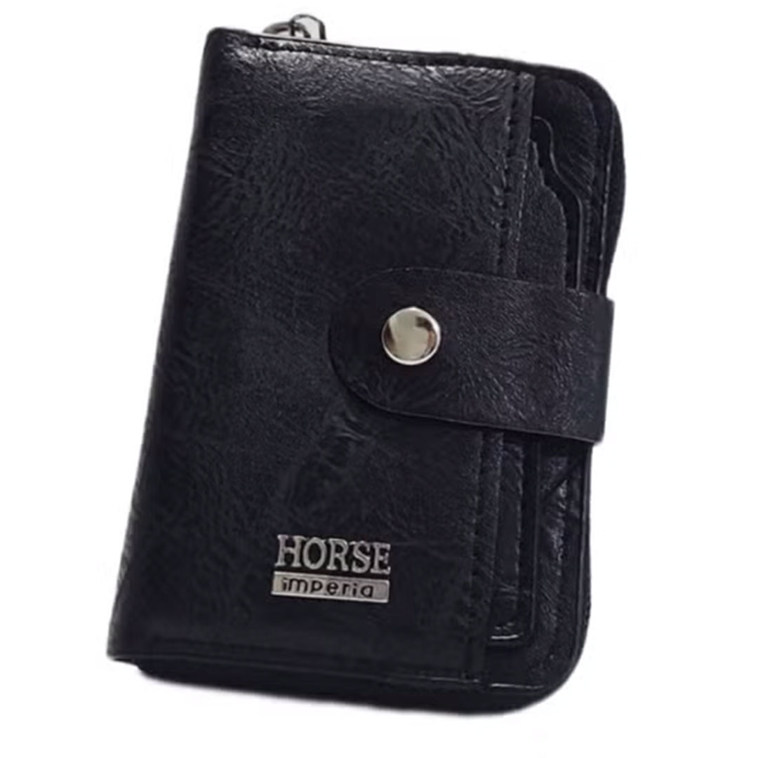 حامل ومحفظة جلد للبطاقات والكروت خفيفة سهلة الحمل - أسود