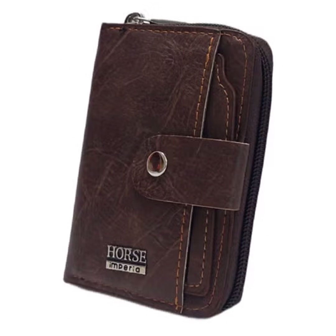 حامل ومحفظة جلد للبطاقات والكروت خفيفة سهلة الحمل - بني