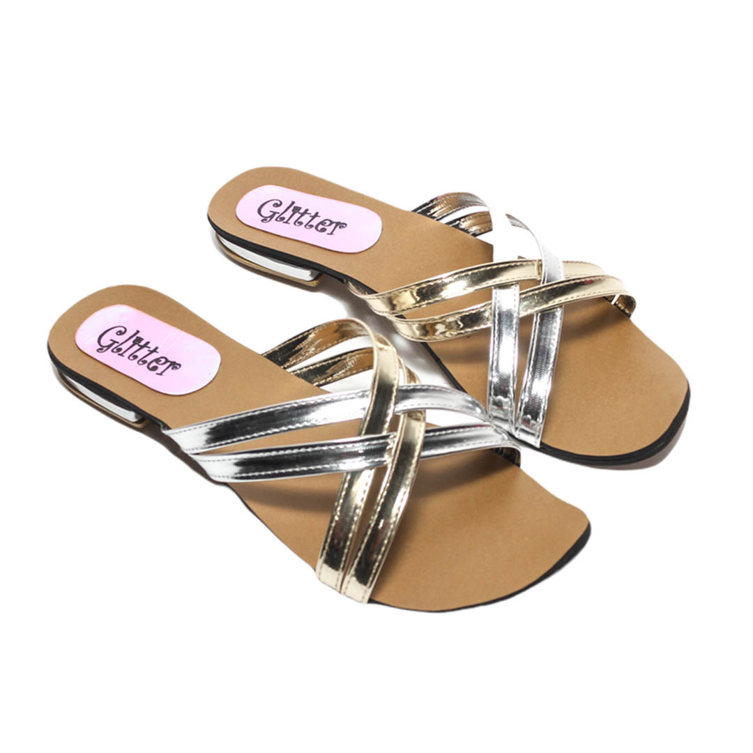 0645 شبشب صيفي حريمي - فضي/ذهبي