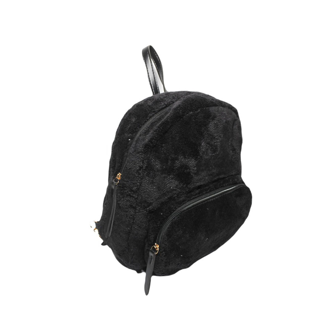 4817 شنطة ظهر حريمي فرو - أسود